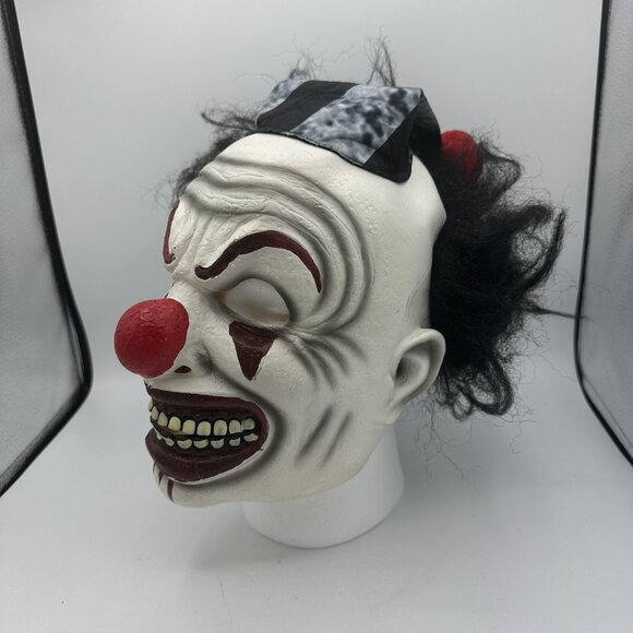 Clown Mask Creepy with Hair and Hat Costume Adult Halloween Scary Horror - Picture 4 of 8